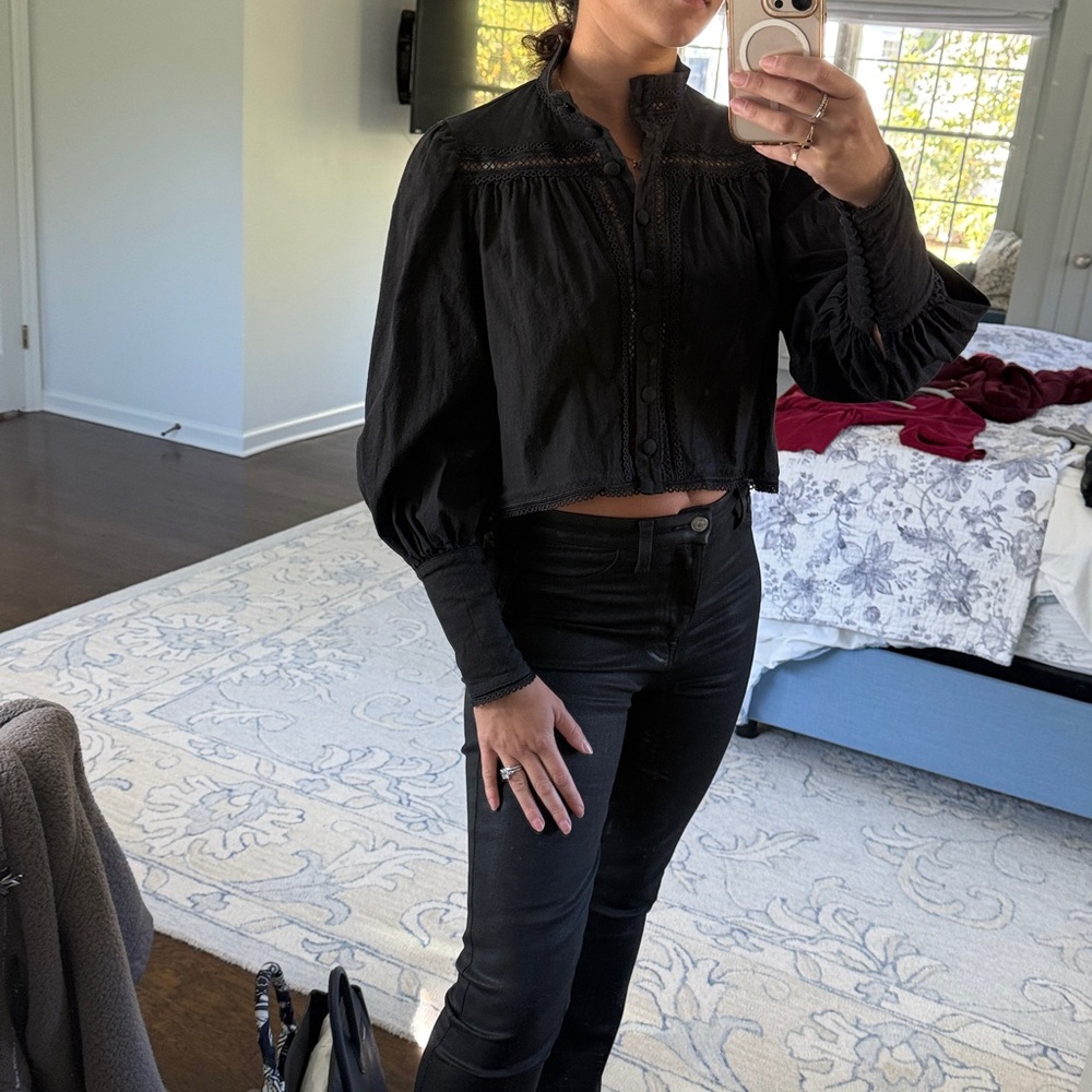 Choosy Black Cotton French Girl Top